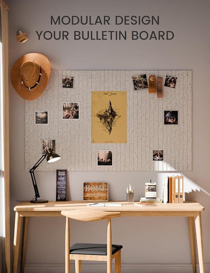 Fluxynara Large Felt Bulletin Board 48" x 36" Cork Board Alternative - 6 Pack with 40 Safe Removable Adhesive Tabs, Cork Boards for Walls for Home Office Classroom Pin Board-Light Gray