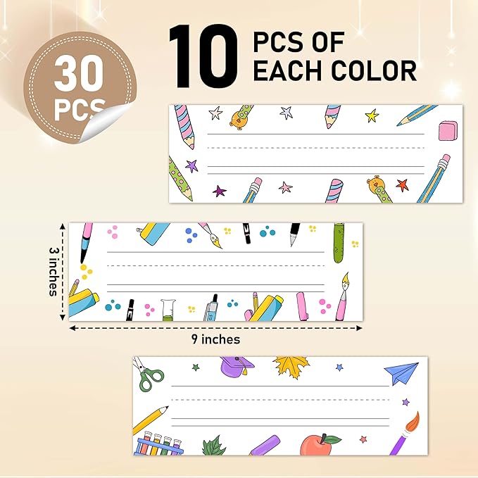 Name Tags for Classroom Cubbies, 30 Colorful Name Plates for Desks, Back to School Self Adhesive Name Tags Sticker for Teachers Elementary - A11