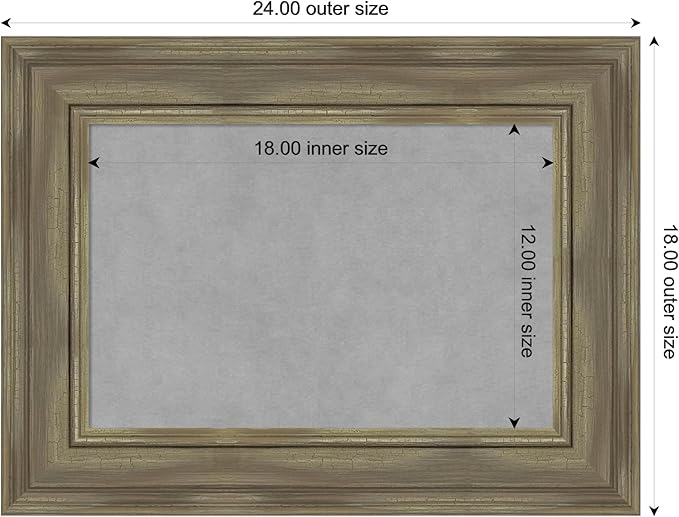 Amanti Art Grey Framed Magnetic Board 18x24 Small Vision Board for use with Magnets, 100% Metal Sheet to Display Items as Office Decor or for Home Organization in mudroom, Kitchen or Kids Room