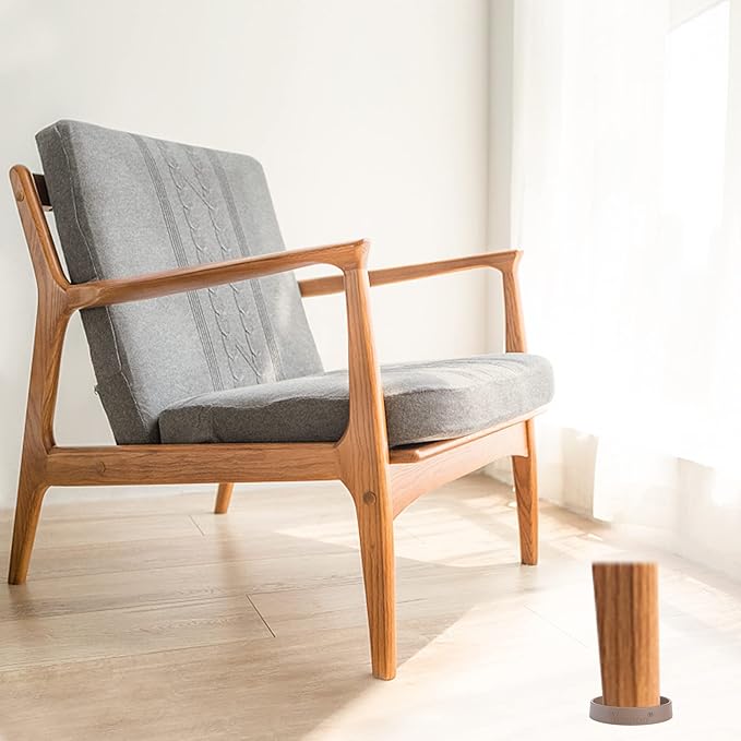 Yelanon Furniture Coasters - 8 Pcs 3”Round Furniture Caster Cups - Non Slip Pads Hardwood Floors Non Skid Grippers Rubber Furniture Feet - Anti Slide Floor Protector for Bed Couch Stoppers Brown