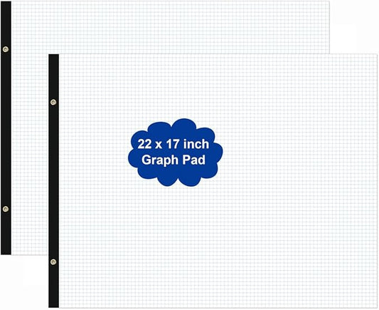 (2-Pack) Large Engineering Graph Paper - 22" x 17" Grid Paper, 100 Sheets/200 Pages, 4"x4" Grid Pad, Giant Drafting Pad Sketching Graph Paper for Engineer Architect Designer Mathematician Draftsman