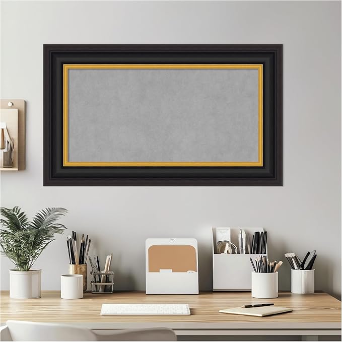 Amanti Art Black Framed Magnetic Board 18x30 Small Vision Board for use with Magnets, 100% Metal Sheet to Display Items as Office Decor or for Home Organization in mudroom, Kitchen or Kids Room