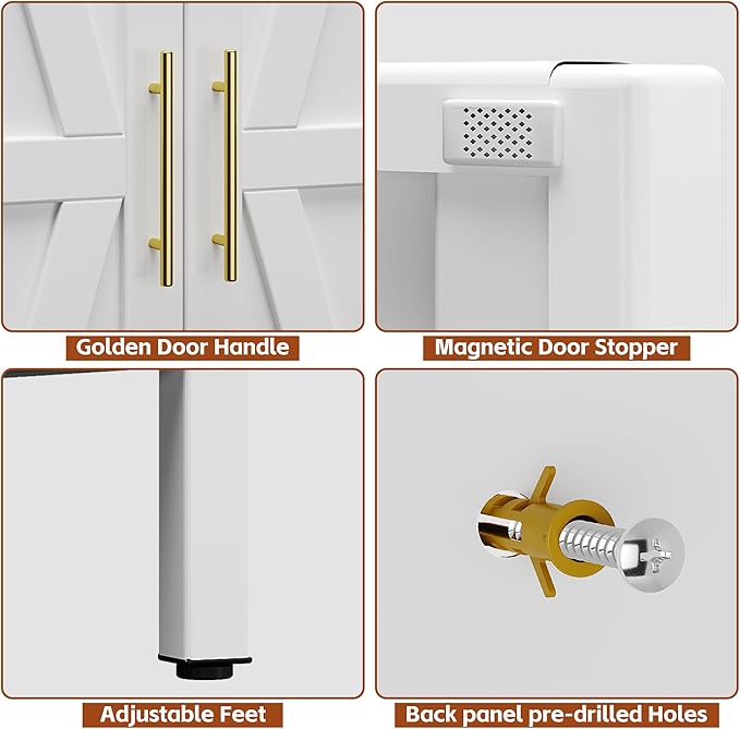 SUPEER Metal Wardrobe Cabinet with Hanging Rod,Metal Wardrobe Closet with Doors and Adjustable Shelves, Armoire Closet Locker for Home,Office,H70.9 X W31.5 X D17.7,Installation Required,White