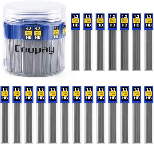 Coopay 480 Pieces Lead Refill 1.3 mm HB Break Resistant Mechanical Pencil Lead, 12 Pack Per Tube, 40 Tubes (1.3 mm)