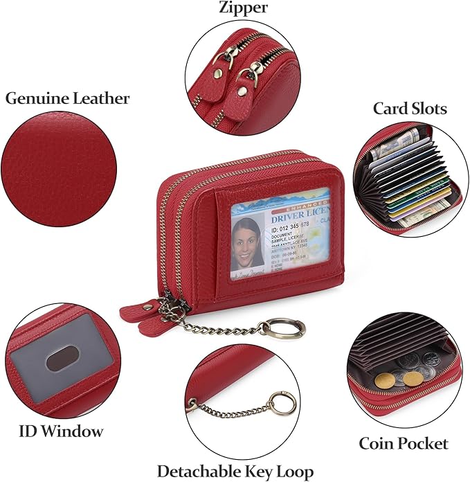 GOIACII Small Genuine Leather Wallet for Women, RFID Blocking Credit Card Holder Wallet
