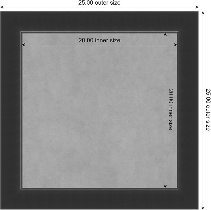 Amanti Art Black Framed Magnetic Board 25x25 Medium Vision Board for use with Magnets, 100% Metal Sheet to Display Items as Office Decor or for Home Organization in mudroom, Kitchen or Kids Room