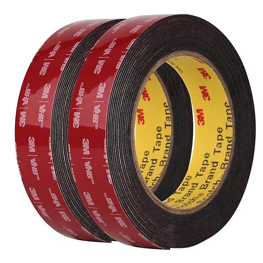 3M Double Sided Mounting Tape 2 Pack 5925 VHB 1" Width Black Foam Tape High Bond Waterproof Heavy Duty Strong Adhesive Tape Thick 0.025in Fastener Replace Décor Frame Logos