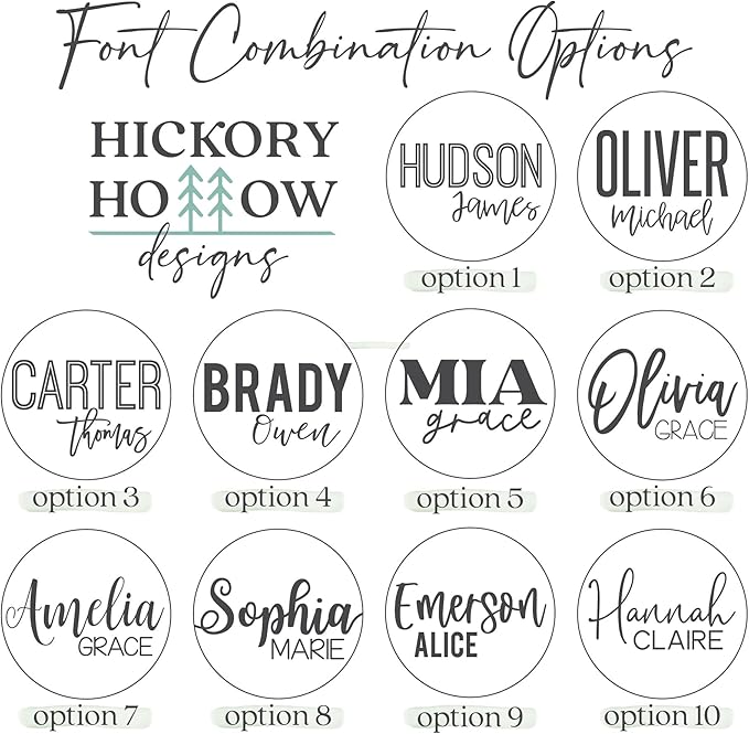 Custom Round Nursery Name Sign, Personalized Wooden Wall Plaque, 12" 18" 24", 30" 3D Wall Art for Children & Kids Rooms, Baby Shower, Hickory Hollow Designs (Sophia Marie)