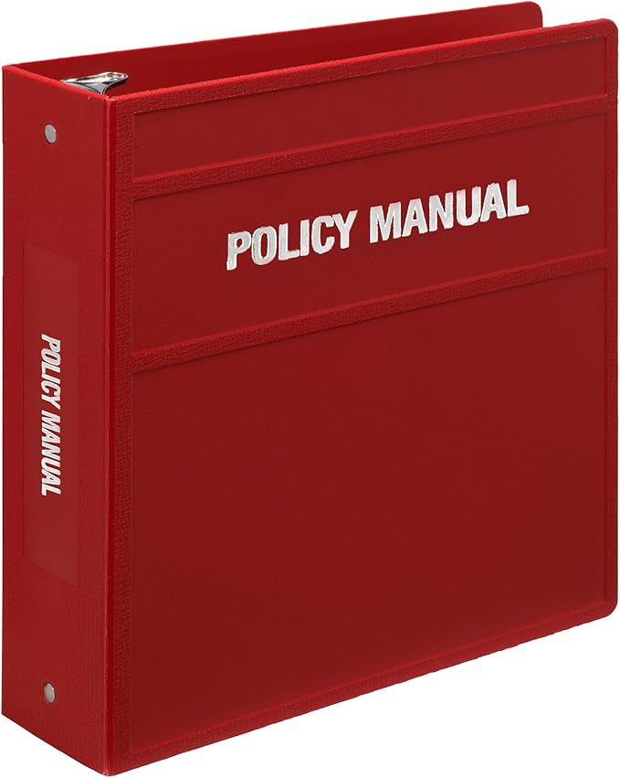 Carstens 3-Inch Heavy Duty Round Ring Binder for Policy Manuals – Side Opening, Brick Red, Case of 14, Durable Plastic, No Pockets, Holds 400 Sheets, Made in USA (1760-3RCS)