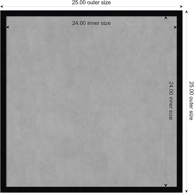 Amanti Art Black Framed Magnetic Board 25x25 Medium Vision Board for use with Magnets, 100% Metal Sheet to Display Items as Office Decor or for Home Organization in mudroom, Kitchen or Kids Room