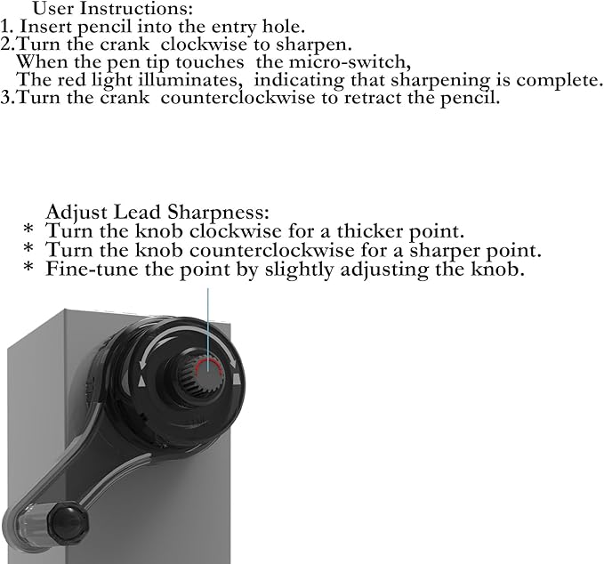 Premium Desktop Manual Pencil Sharpener, Desk Mount Design with Metal Clamp, Alloy Steel Hob，Hand Crank Operation, Silver and Gray