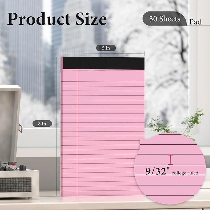 Nichela 6 Pack Note Pads 5 x 8 Inch Colored Small Legal Pads 5 x 8 Notepad Perforated Writing Pads Lined Paper Pads of Paper College Ruled Paper 30 Sheets Notebook To Do List for School, Office, Home