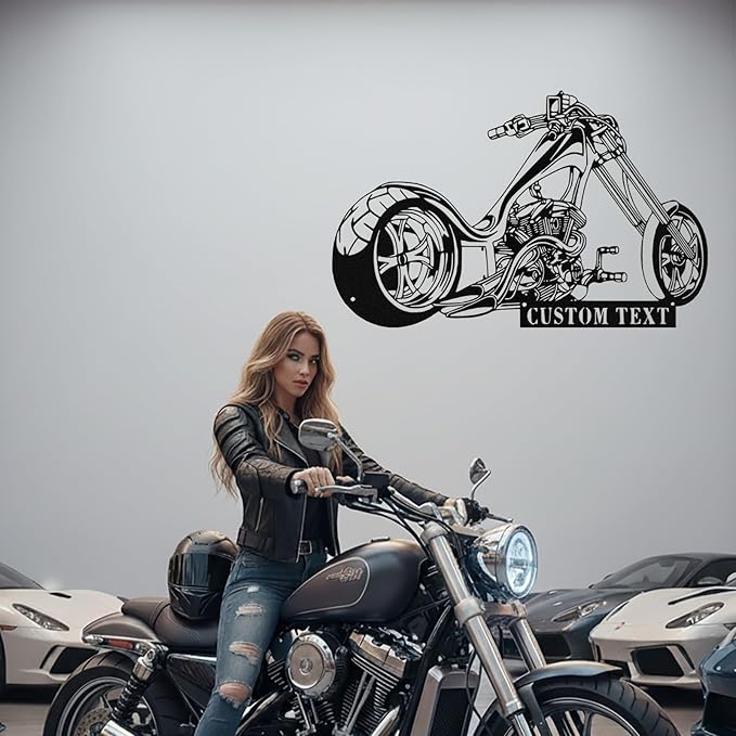 Custom Motorcycle Metal Sign Personalized Biker Name Sign Motorcycle Wall Art Motorbike Signs Garage/Man Cave Decor Gift for Bikers Men Husband