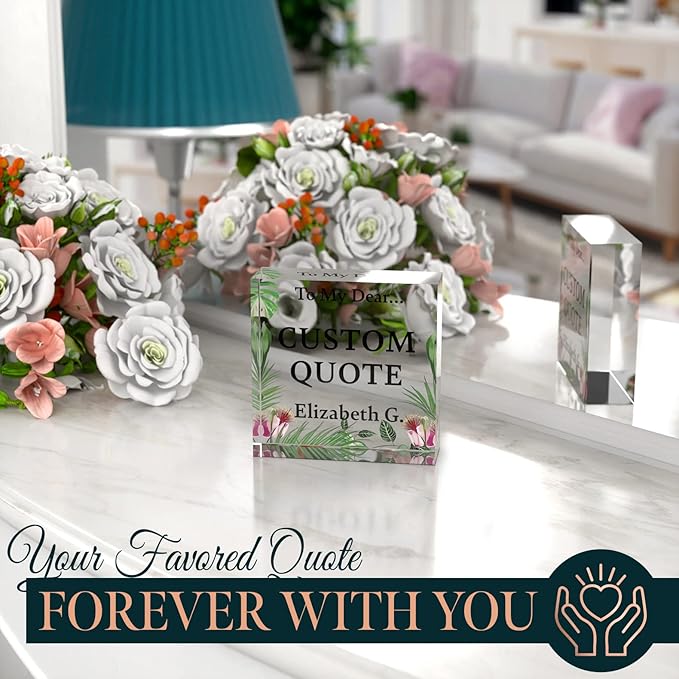 Personalized Gifts, Custom Quote Block Letter Board,Crystal-Clear Acrylic With Gift Box,17 Styles, Holiday and Christmas Gift for Mom, Dad, Girlfriend, Him or Her, Husband, Wife (4"x4, Garden)
