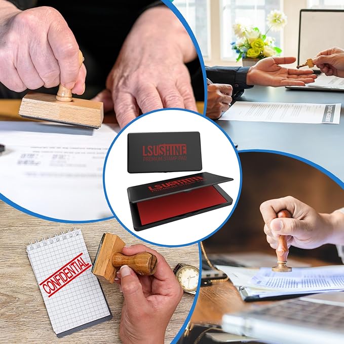 Large Stamp Pad, 6.1 x 3.4 Inch Red Ink Pad Premium Quality Felt Pad Rubber Stamp Ink Pad for Office, Home