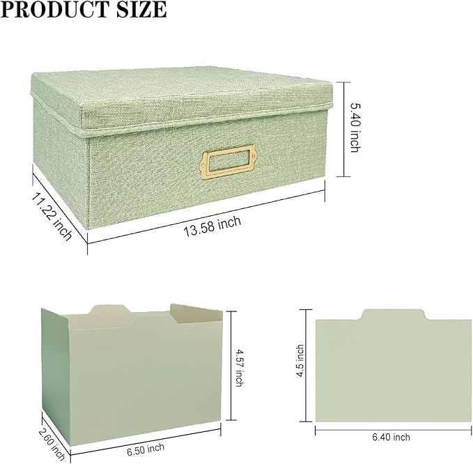Sprsthai Linen Photo Storage Box – Holds 1700 Photos, 24 Adjustable Dividers & 72 Labels Multi-Use Organizer for Photos, Envelopes, Recipes Beige