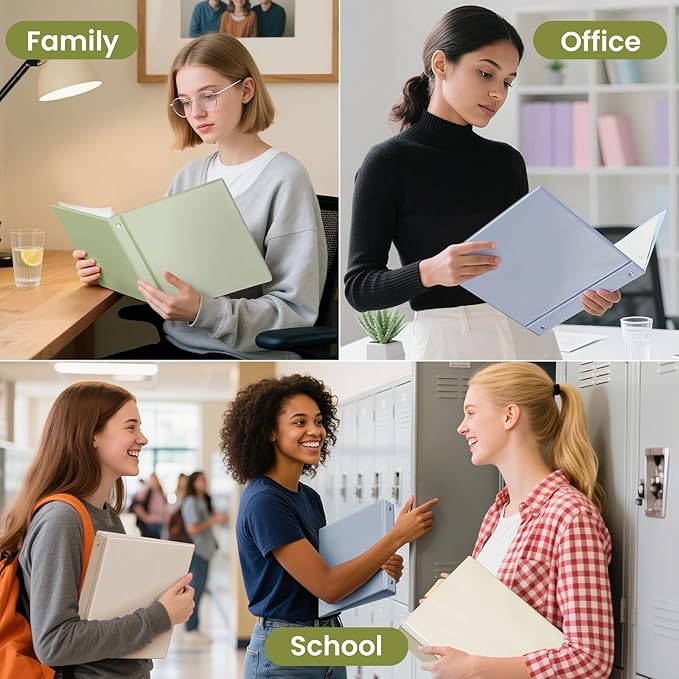 SUNEE 3 Ring Binder 2 Inch 1 Pack, Clear View Binder Three Ring PVC-Free (Fit 8.5x11 Inches) for School or Office Supplies, Sage Green