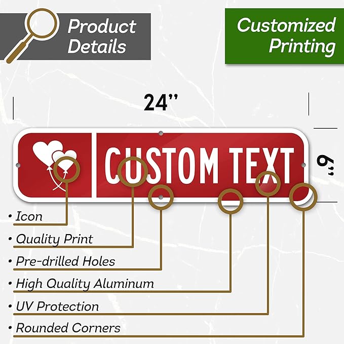 Custom Street Sign, Address Sign, 8 Colors, Reflective Option, Mounting Options, 6x24 Inch, Thick Rust-Free AlumaBond, Made in USA By My Sign Center (Iconic)