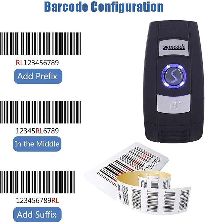 Mini 1D Bluetooth Barcode Scanner Wireless Bar Code Scanner 3-in-1 Bluetooth/USB Wired/2.4G Wireless Barcode Reader laser Code Scanner for Inventory Code Image Reader for Tablet iPhone iPad Android PC