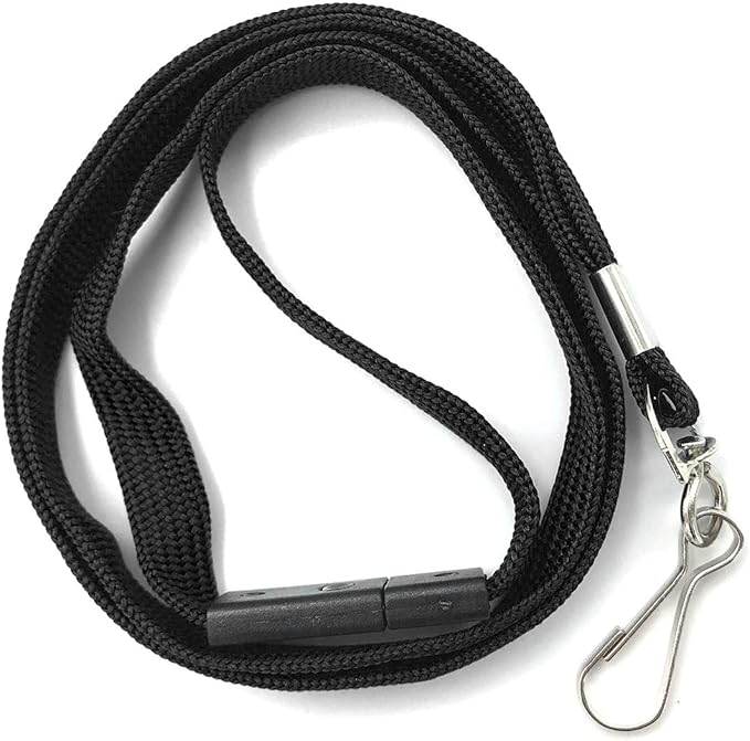 Lanyards Safety Black Lanyards Neck Flat Premium Breakaway Badge Lanyard with J-Hook for ID Nametag Badge Holder (Black, 50 PCS)