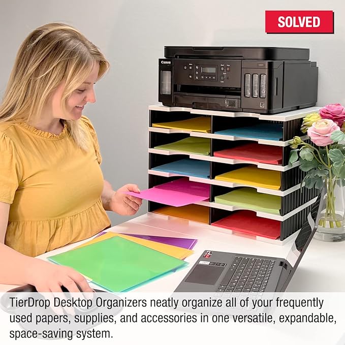 Ultimate Office TierDrop Literature Organizer/Forms Mailroom Classroom Sorter, 10-Compartments with Optional Add-On Tiers for Easy Expansion, Gray w/Black…