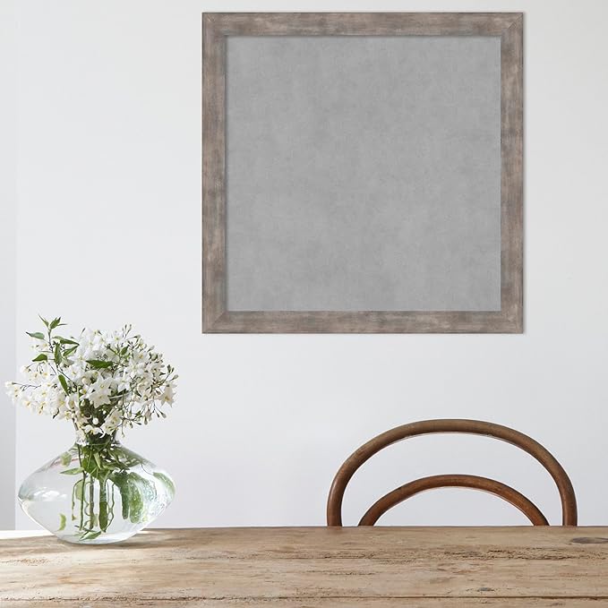 Amanti Art Silver Framed Magnetic Board 23x23 Medium Vision Board for use with Magnets, 100% Metal Sheet to Display Items as Office Decor or for Home Organization in mudroom, Kitchen or Kids Room
