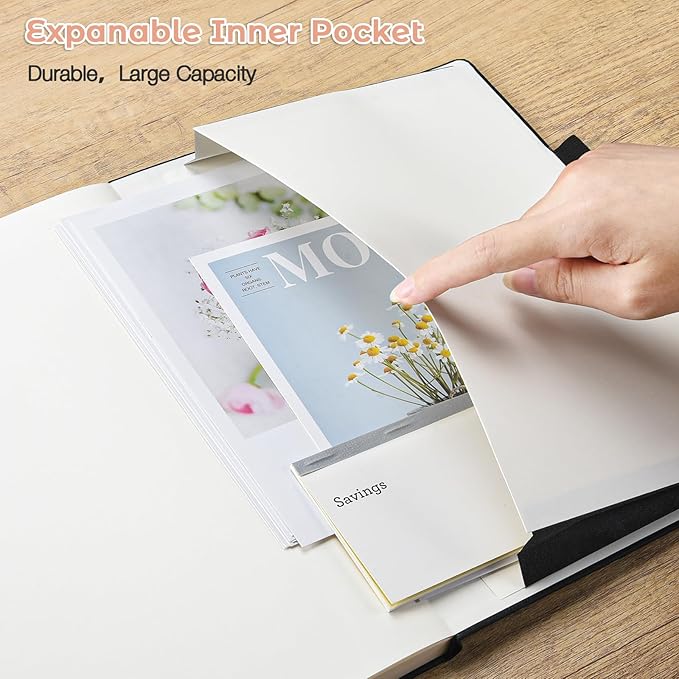 Lined Journal Notebook, 8.5" x 11" Hardcover Leather Notebook for Work, Wide Ruled Notebook Journal for Women Men, 192 Thick Paper, Lay Flat, 2 Pockets, A4 Large Journals for Writing, Pink Notebook