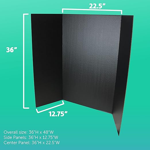 Flipside Products 36” x 48” Project Boards for Presentations, Science Fair, School Projects, Event Displays and Trifold Picture Board, Proudly Made in USA - Black - 24 Pack