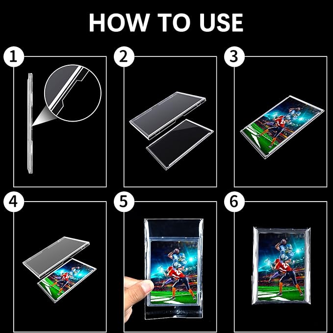 30-Pack Mini Snap Card Holders - UV Protection Hard Plastic Cases for Sports Cards, Baseball Cards Collectibles, Anti-Scratch Trading Card Sleeves with Secure Snap Closure