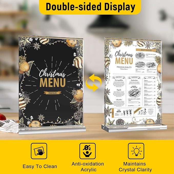 Dynta 14 Pack Acrylic Sign Holder 5x7 Inches Clear Double Sided Picture Frame Vertical Table Menu Holder Plastic Desktop Flyer Holder Acrylic Display Stands for Stores Restaurants Office Wedding Party