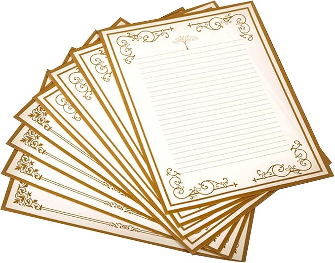 8 Pcs Vintage Letter Papers Set Printable Writing Paper Lined for Wedding Invitation Greeting Love Letters with Envelopes for Girls Women Men Stationary
