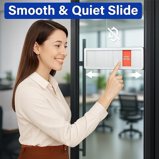 Office Door Signs with 6 Printed Status Options – Do Not Disturb, Out of Office, In a Meeting, Please Knock, Work from Home, Back Soon – Includes Custom Personalized Blank Sticker for Privacy Workspace or Studio Available and Away