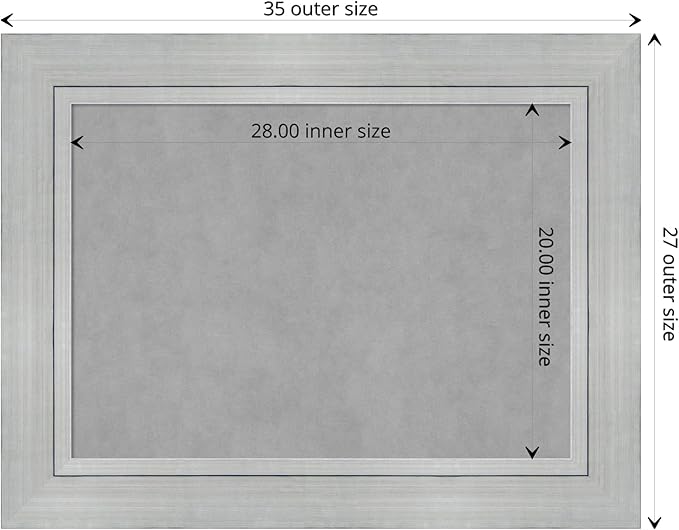 Amanti Art Silver Framed Magnetic Board 27x35 Medium Vision Board for use with Magnets, 100% Metal Sheet to Display Items as Office Decor or for Home Organization in mudroom, Kitchen or Kids Room