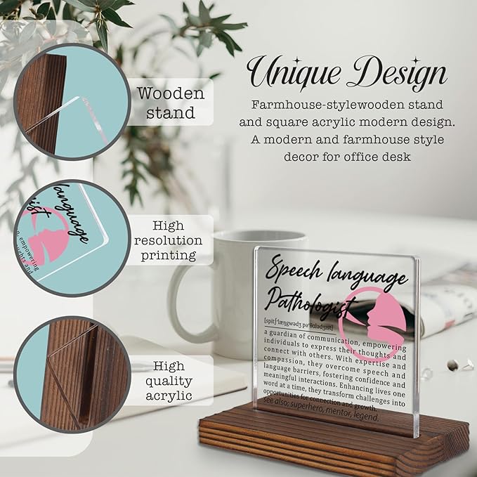 Speech Language Pathologist Gifts, Thank You Appreciation Gifts for SLP Week Graduation Birthday Christmas Communication Support Therapist Office Desk Decor Decorative Signs Plaque PA011