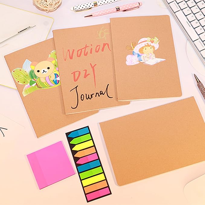 24 Pack A5 Kraft Notebook Journals for Writing 8.3x5.5 Inches Size College Ruled Subject Notebooks 60 Pages with Lined Paper Students and Office Notebook