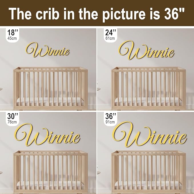 Personalized Wooden Name Sign for Nursery Wall Decor - Custom Wood Letters Name Plate for Kids Room - Customizable Wall Sign for Baby, Family Name, Wedding in Multiple Colors & Fonts (6-84inch)
