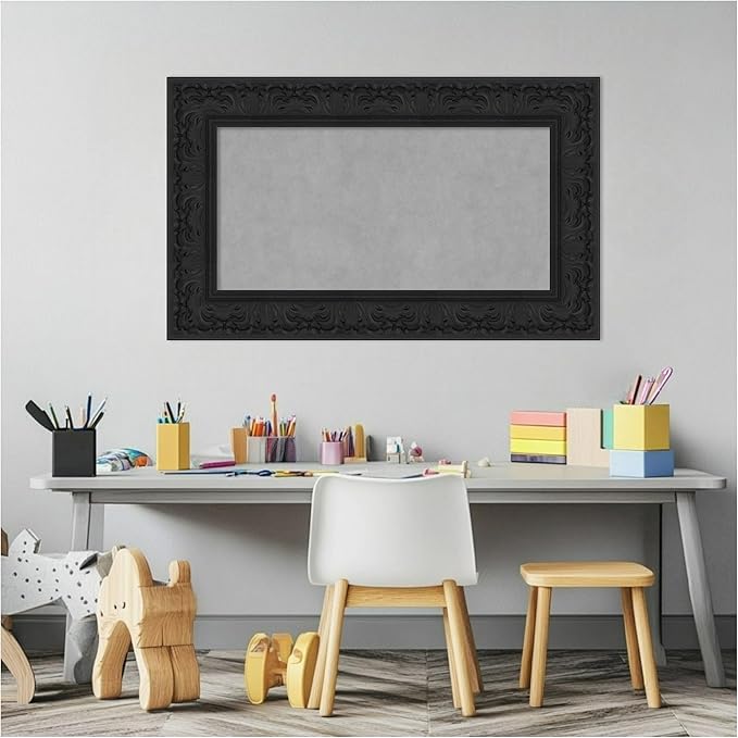 Amanti Art Black Framed Magnetic Board 19x31 Small Vision Board for use with Magnets, 100% Metal Sheet to Display Items as Office Decor or for Home Organization in mudroom, Kitchen or Kids Room