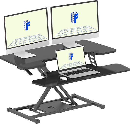 FLEXISPOT 36" Wide Sit to Stand Desk Converter Height Adjustable Tabletop Workstation for Dual Monitors and Laptop Riser
