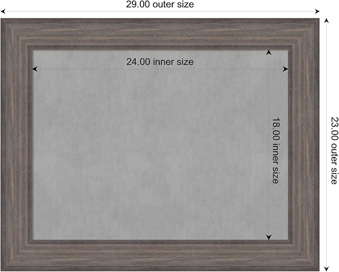 Amanti Art Grey Framed Magnetic Board 23x29 Medium Vision Board for use with Magnets, 100% Metal Sheet to Display Items as Office Decor or for Home Organization in mudroom, Kitchen or Kids Room