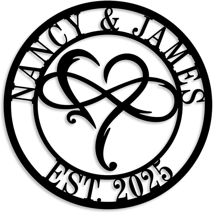Personalized Infinity Heart Sign with Names, Personalized Wedding Gifts, Personalized Metal Infinity Sign, Custom Infinity Metal Sign, Infinity Sign Metal Newlywed Gift, Heart Monogram Metal Sign