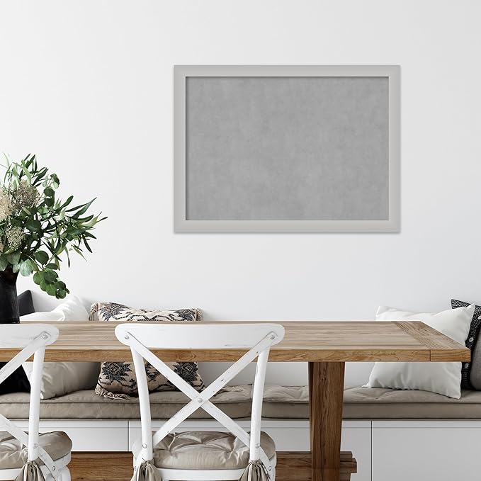 Amanti Art Silver Framed Magnetic Board 23x31 Medium Vision Board for use with Magnets, 100% Metal Sheet to Display Items as Office Decor or for Home Organization in mudroom, Kitchen or Kids Room