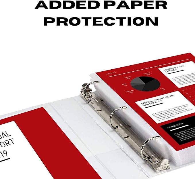 3 Inch 3 Ring Binder, Heavy Duty D-Ring, Holds 725 Sheets, Customizable Clear View Cover, Durable Non-Stick, for 8.5 x 11 Inch Paper, White, 1 Pack