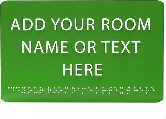 ADA CENTRAL SIGNS - 9" X6" Personalized Custom Sign - ADA Compliant Tactile Graphics Grade 2 Braille Text Acrylic Wall Signs - Add Your Room Name Text Sign for Home School Office Business Workplace