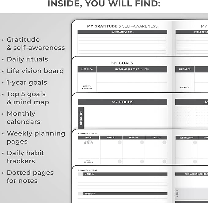 Clever Fox Planner Large – Undated Weekly & Monthly Planner for Productivity, Time Management & Goals – Organizer Journal – 7x10” (Black)
