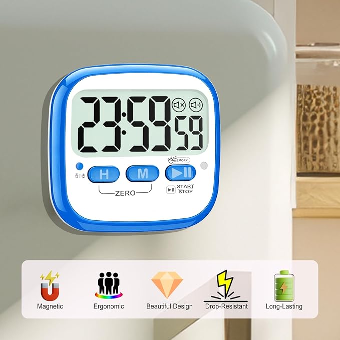 AyayaBoss 2-Pack Magnetic Kitchen Timers for Cooking, Digital Stop Watch Countdown Timer for Kids, Teachers, Classroom, Office, Exercise - Battery Included