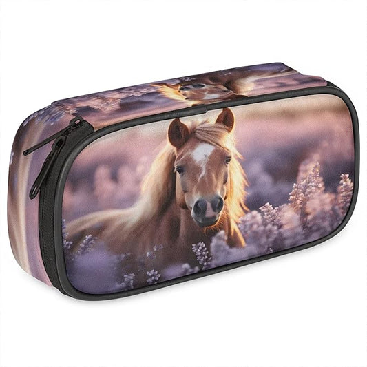 Pardick Pencil Case，Horse 3D Big Capacity Pencil Pouch Coin Pouch Stationery Organizer For Teen School
