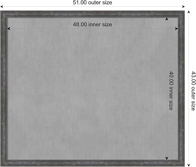 Amanti Art Grey Framed Magnetic Board 43x51 Oversize Vision Board for use with Magnets, 100% Metal Sheet to Display Items as Office Decor or for Home Organization in mudroom, Kitchen or Kids Room