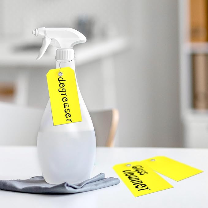 XUWAIDSGN 100Pcs Yellow Plastic Shipping Tags, 4 3/4" x 2 3/8", Writable, Durable, Waterproof