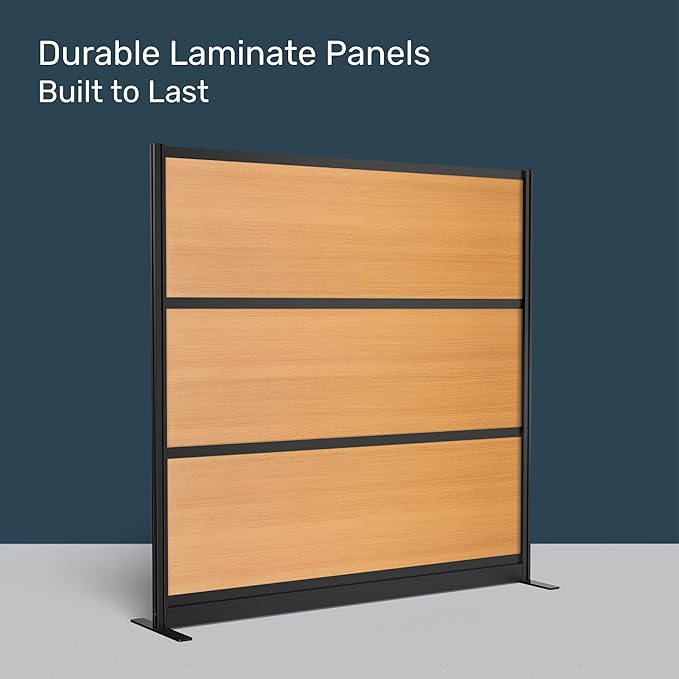 Stand Up Desk Store Beechwood Aesthetic Modular Walls | 70" W x 70" H Modular Room Dividers with Natural-Looking Woodgrain Finish for Offices, Classrooms, and More