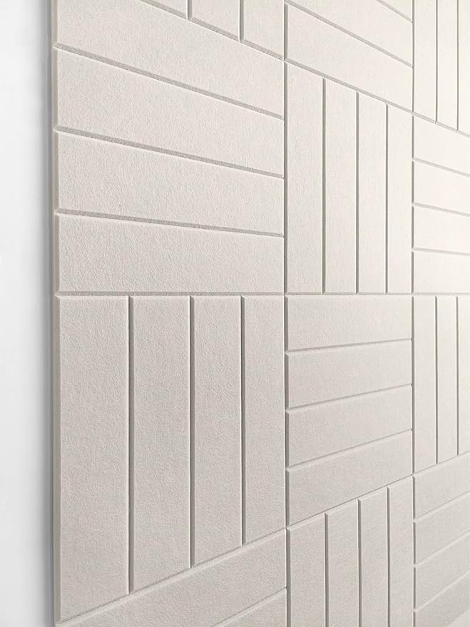 DECORITA Felt Bulletin Board Tiles | Modern Cork Board Alternative | Large Cork Boards for Walls | Aesthetic Felt Wall Panels for Office & Home Decor | Pinboard & Photo Board (12-Pack) | Beige